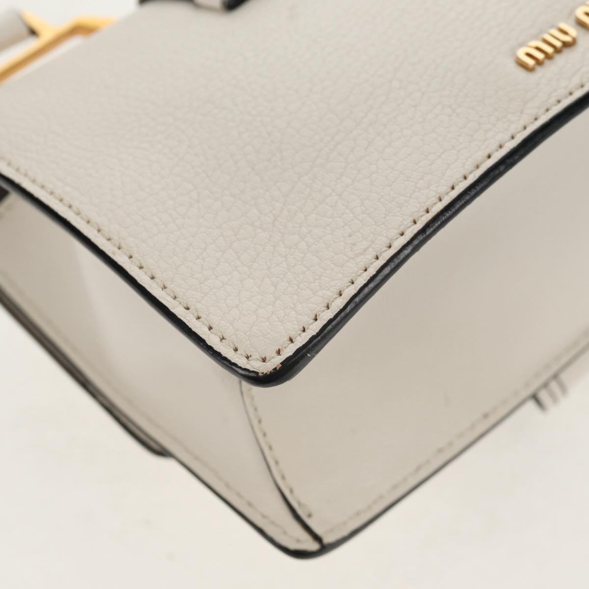 Miu Miu Mew Lady Shoulder Bag Leather White Gold Auth 154916V