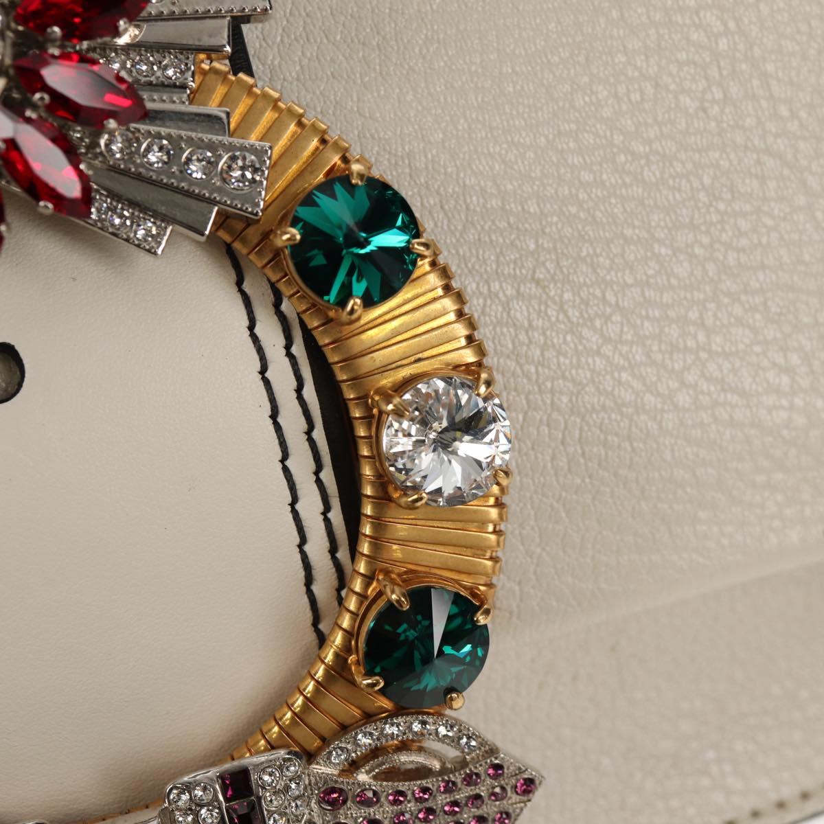 Miu Miu Mew Lady Shoulder Bag Leather White Gold Auth 154916V