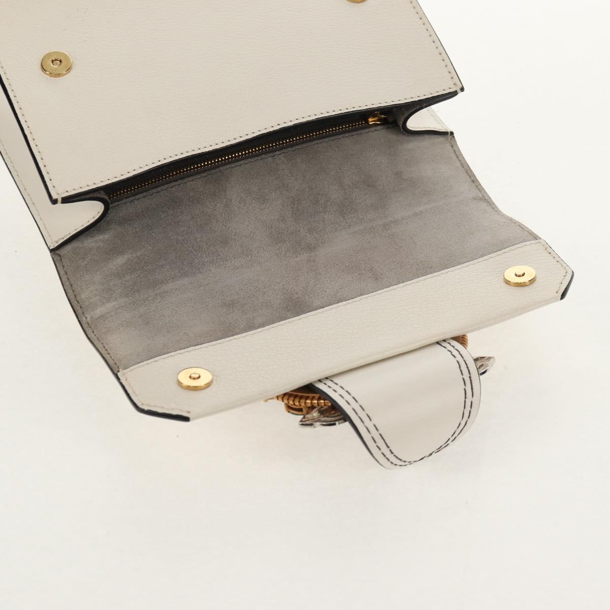 Miu Miu Mew Lady Shoulder Bag Leather White Gold Auth 154916V