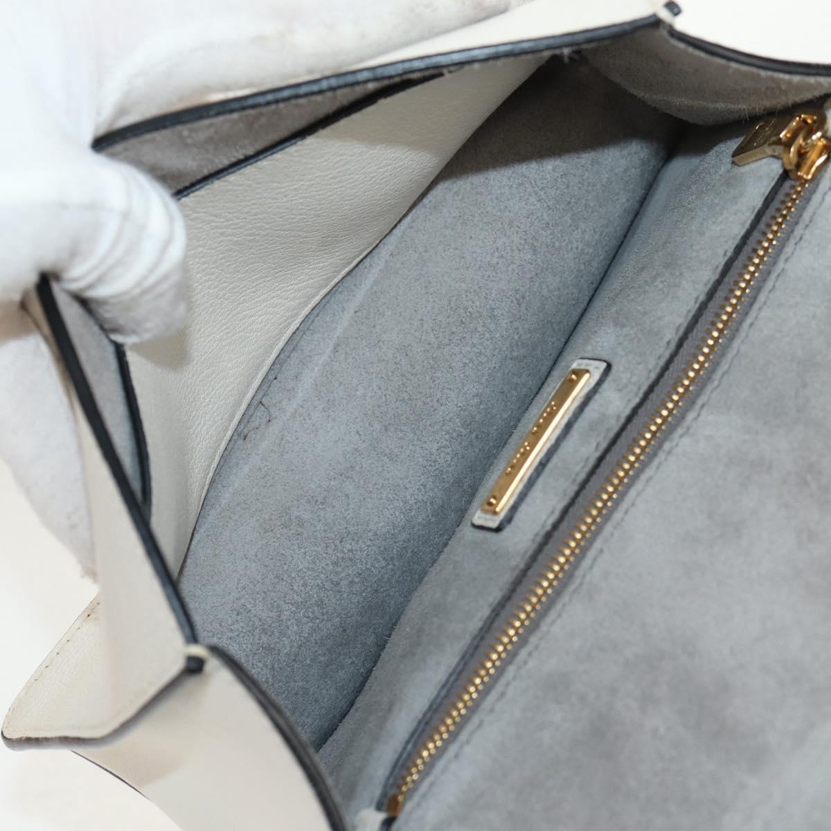 Miu Miu Mew Lady Shoulder Bag Leather White Gold Auth 154916V