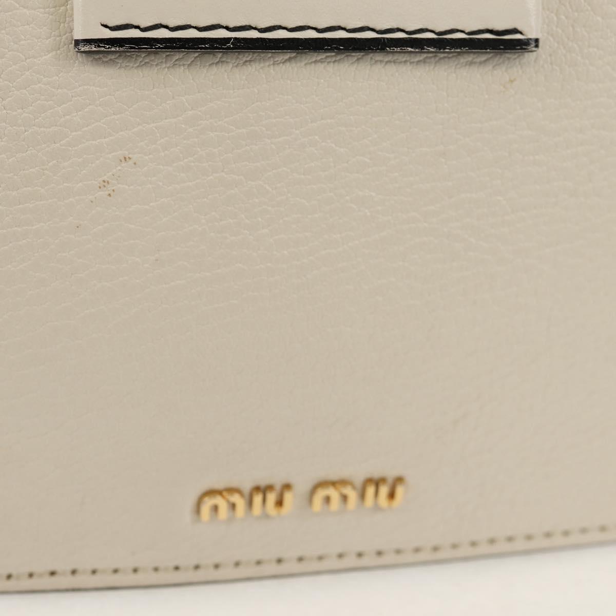 Miu Miu Mew Lady Shoulder Bag Leather White Gold Auth 154916V