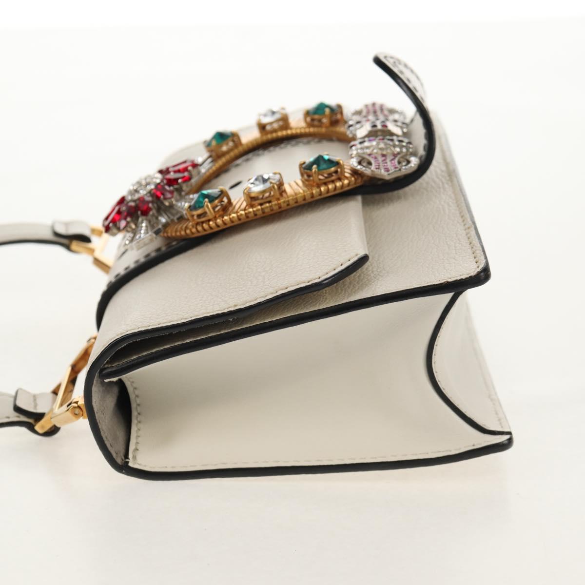Miu Miu Mew Lady Shoulder Bag Leather White Gold Auth 154916V