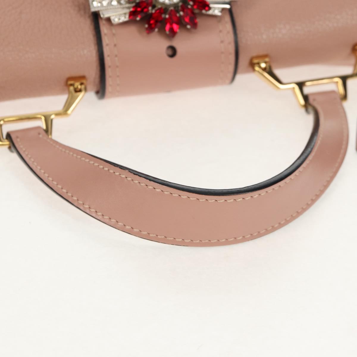Miu Miu Mew Lady Hand Bag Leather 2way Pink Gold Auth 154917V