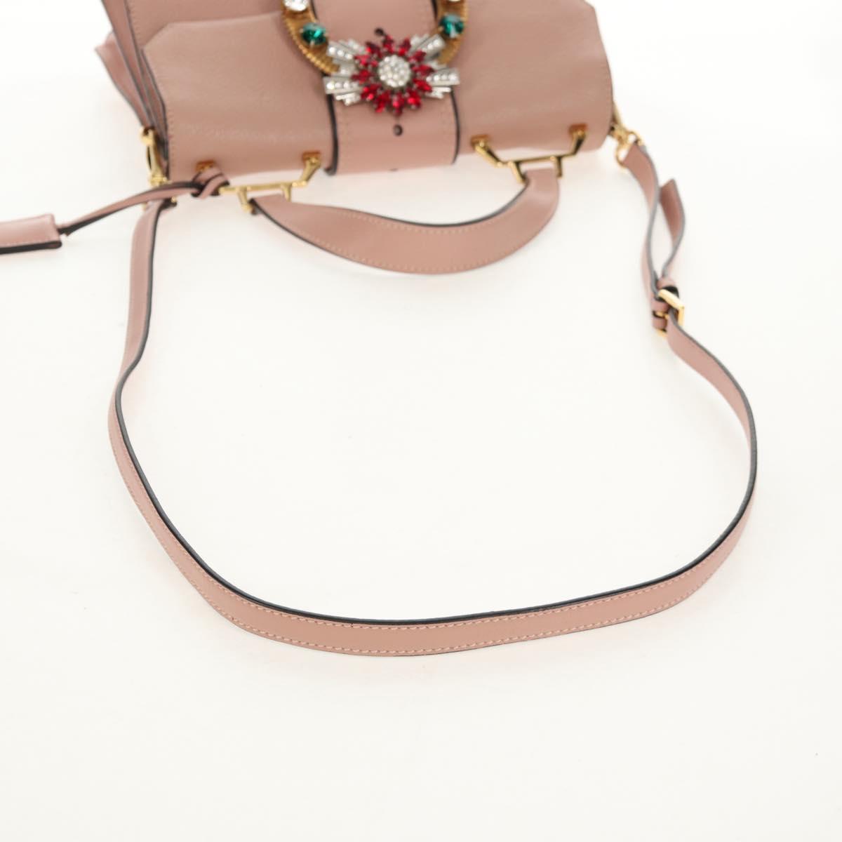 Miu Miu Mew Lady Hand Bag Leather 2way Pink Gold Auth 154917V