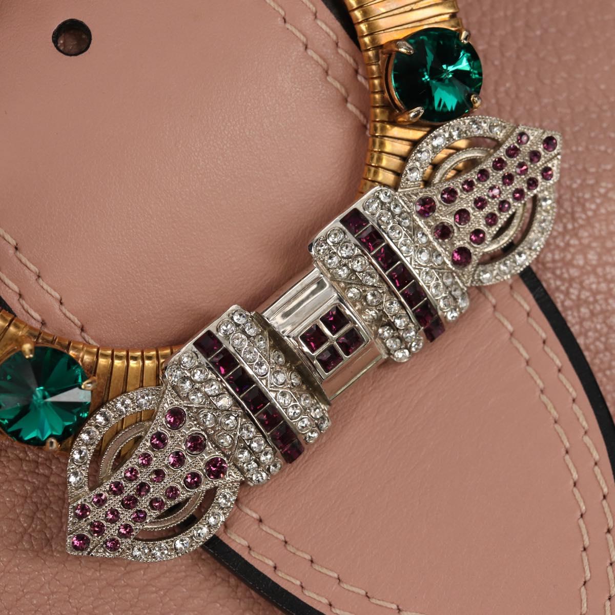 Miu Miu Mew Lady Hand Bag Leather 2way Pink Gold Auth 154917V