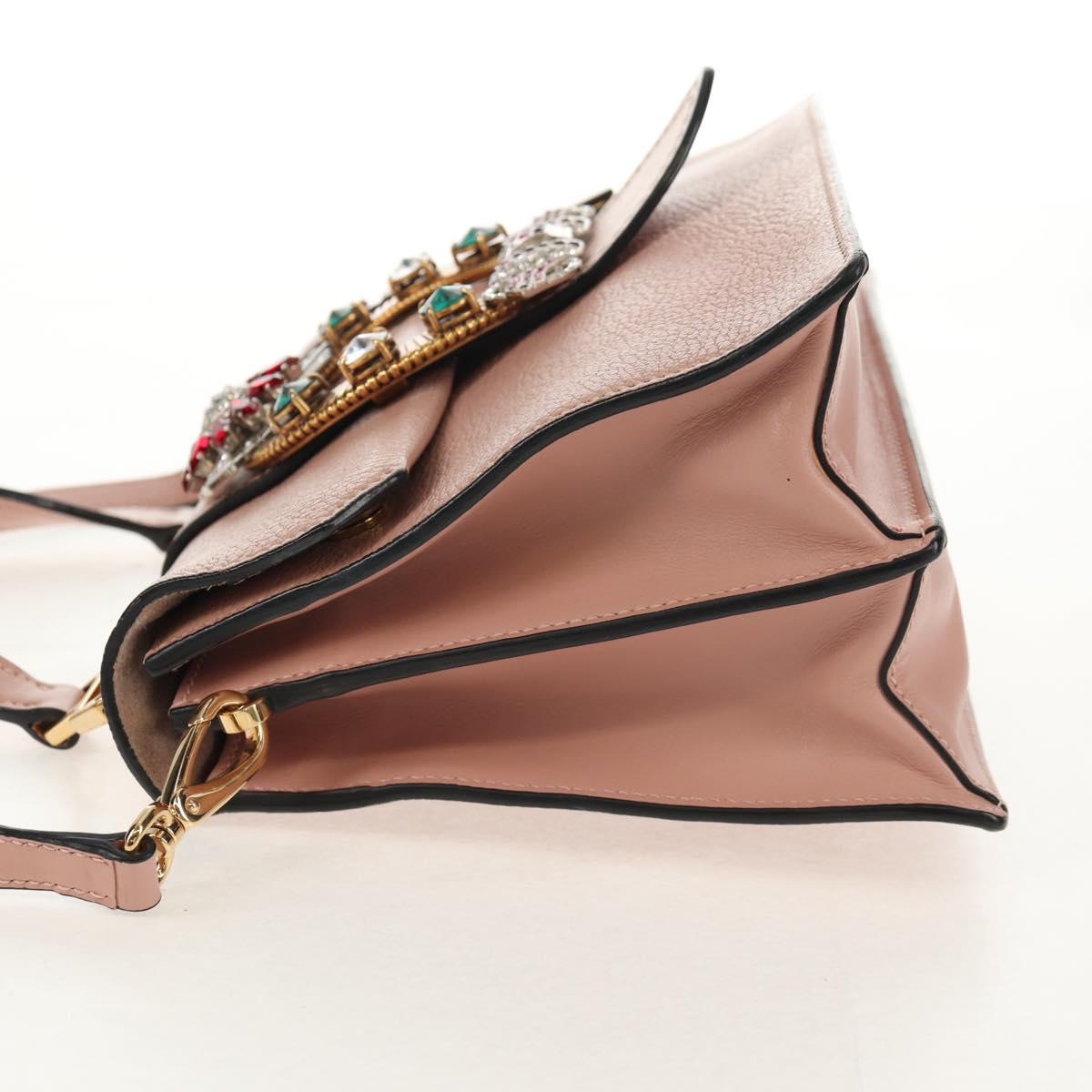 Miu Miu Mew Lady Hand Bag Leather 2way Pink Gold Auth 154917V