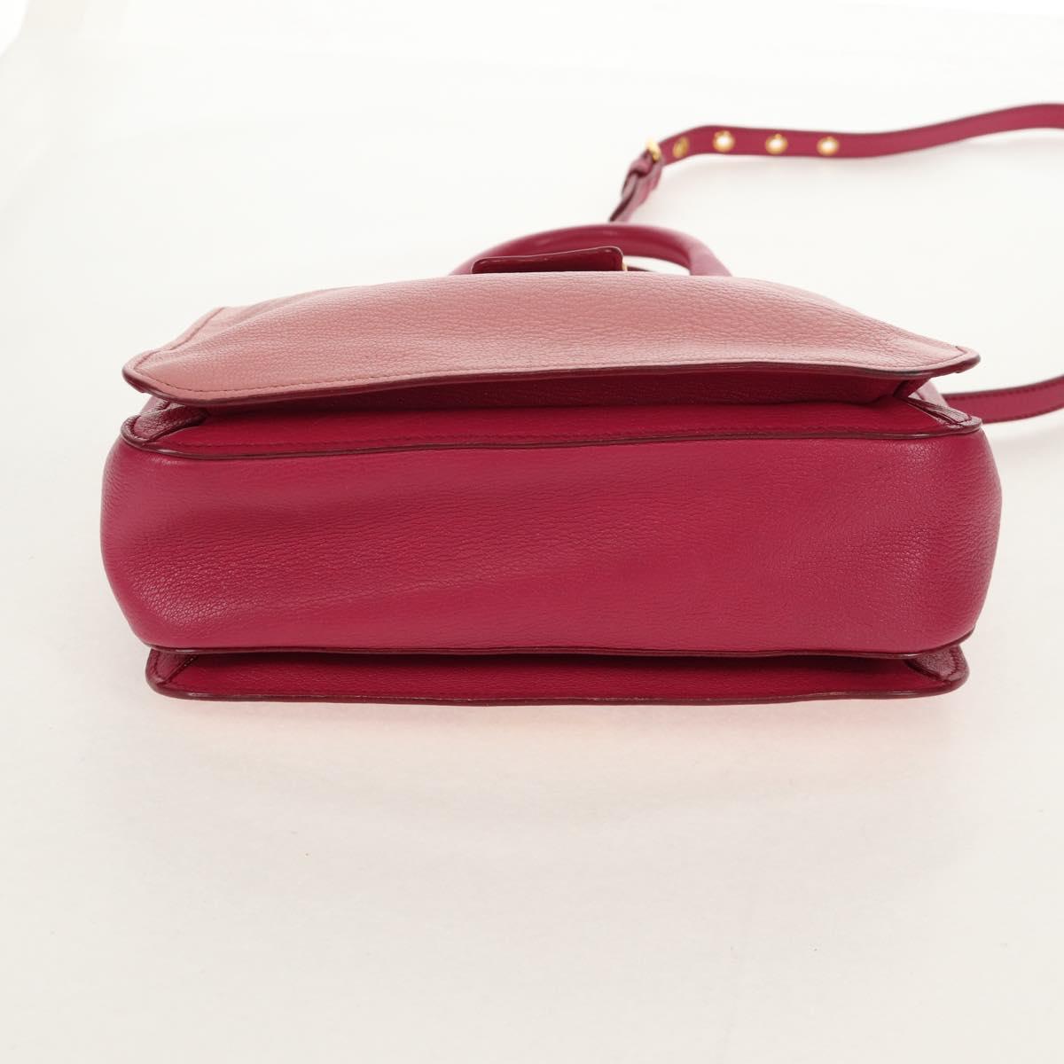 Miu Miu Madras Hand Bag Leather 2way Pink Gold Auth 154918V