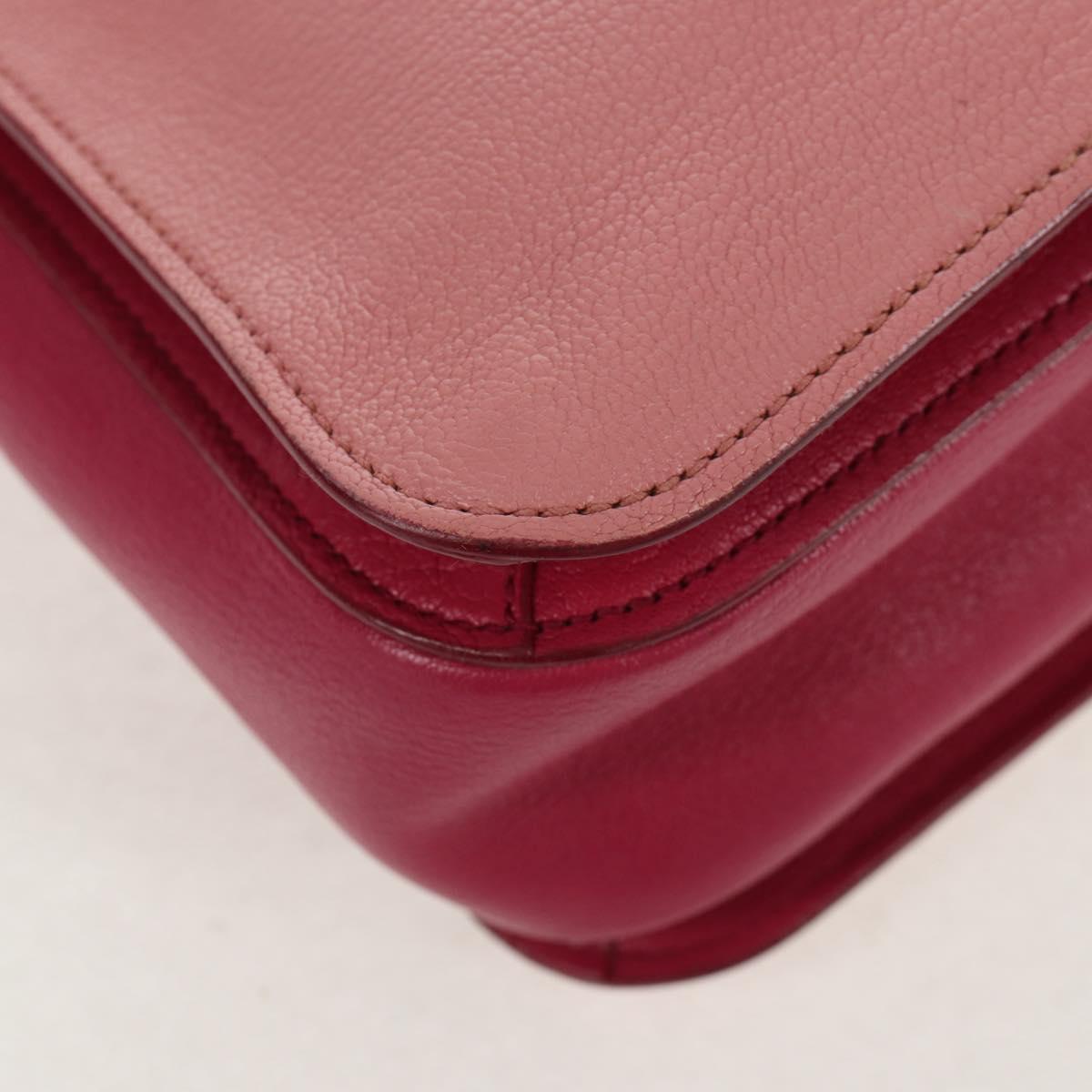 Miu Miu Madras Hand Bag Leather 2way Pink Gold Auth 154918V