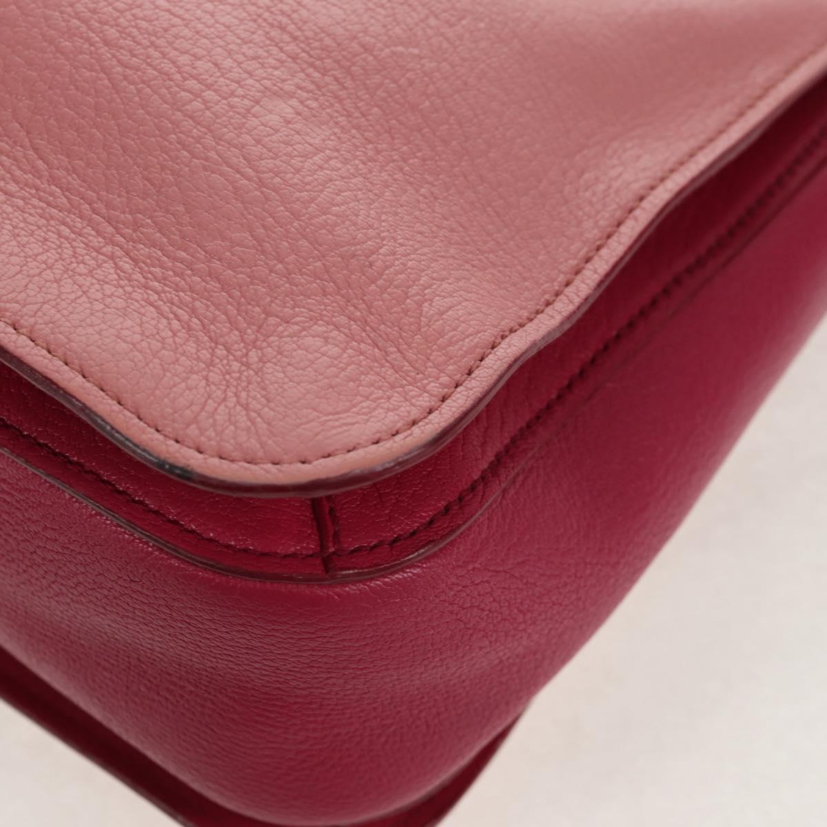 Miu Miu Madras Hand Bag Leather 2way Pink Gold Auth 154918V