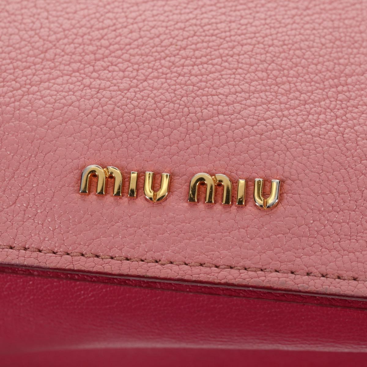 Miu Miu Madras Hand Bag Leather 2way Pink Gold Auth 154918V