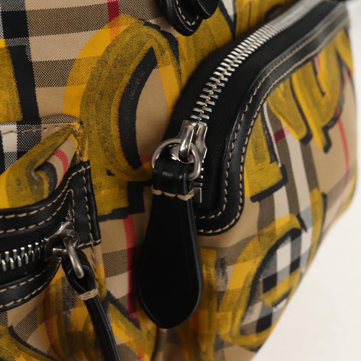 BURBERRY Nova Check Graffiti Backpack Canvas Beige Auth 154919V