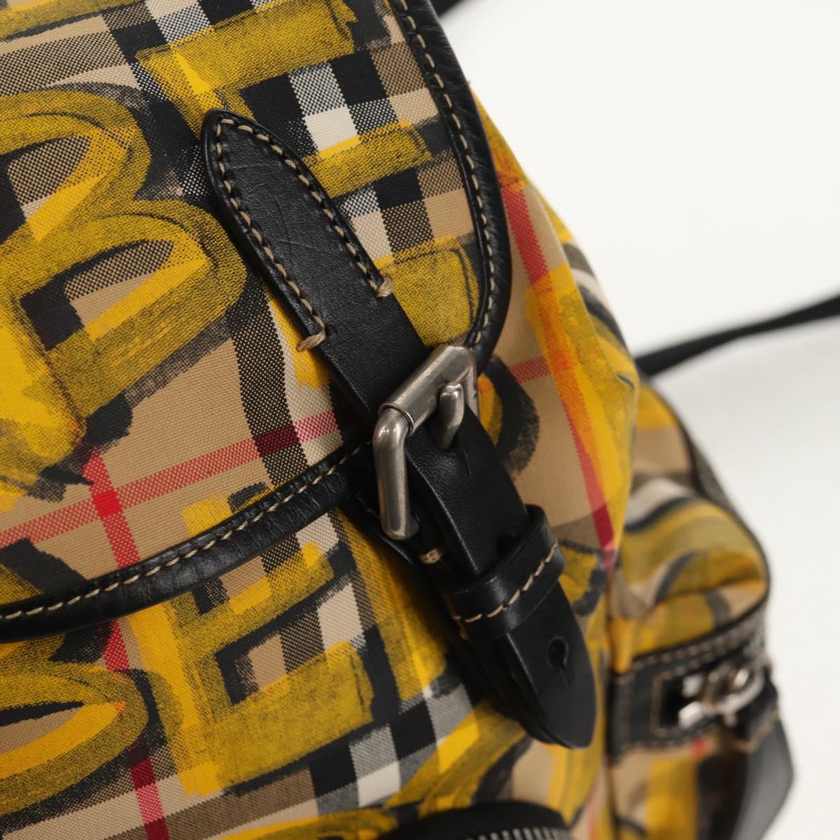 BURBERRY Nova Check Graffiti Backpack Canvas Beige Auth 154919V