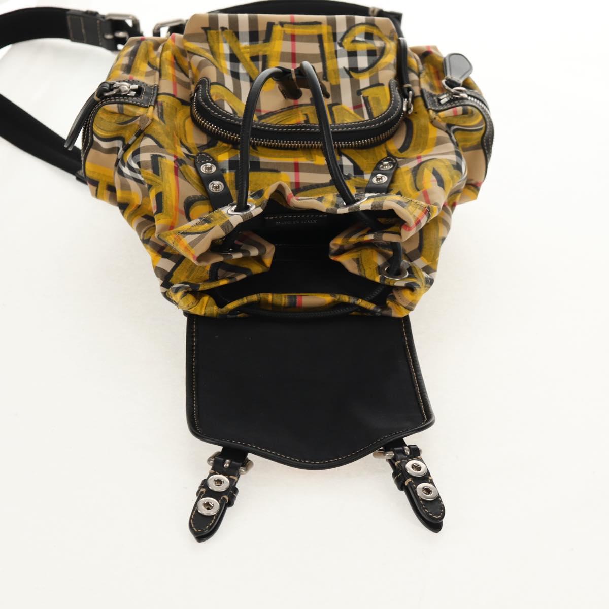 BURBERRY Nova Check Graffiti Backpack Canvas Beige Auth 154919V