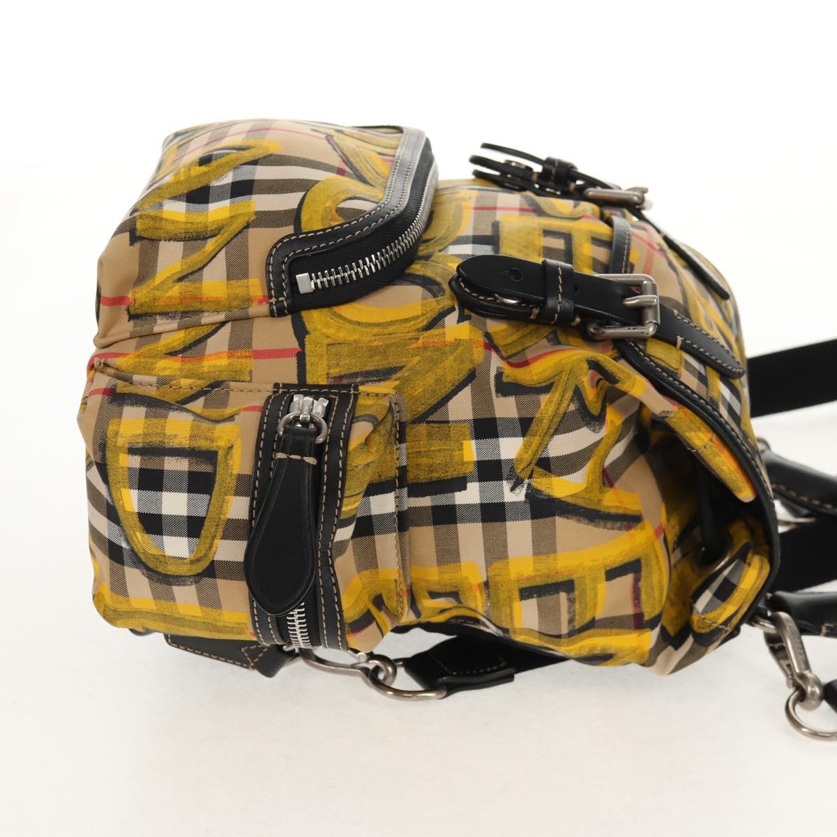 BURBERRY Nova Check Graffiti Backpack Canvas Beige Auth 154919V