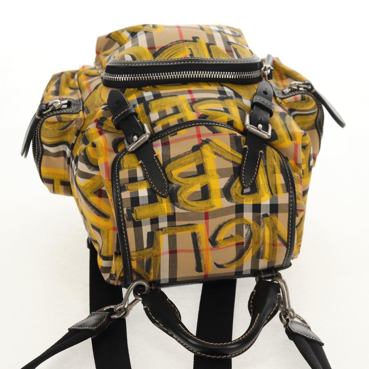BURBERRY Nova Check Graffiti Backpack Canvas Beige Auth 154919V