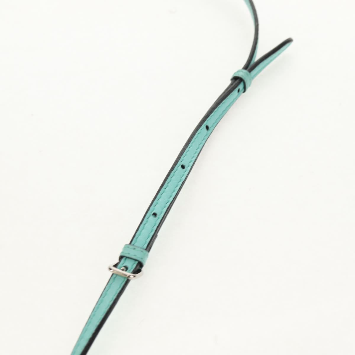 FENDI Micro Peek A Boo Hand Bag Leather 2way Turquoise Blue Silver Auth 154920V