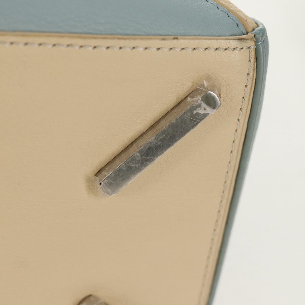 LOEWE Puzzle bag Medium Hand Bag Leather 2way Light Blue Silver Auth 154922SAM