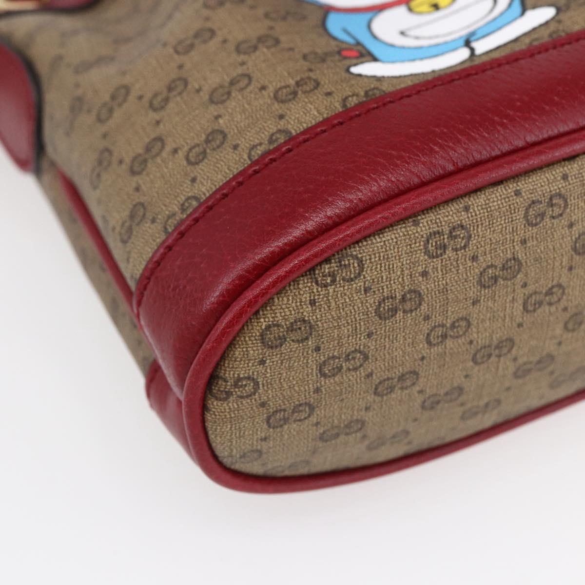 GUCCI Micro GG Supreme Doraemon Mini Bucket Bag PVC Beige 647801 Auth 154926SAM