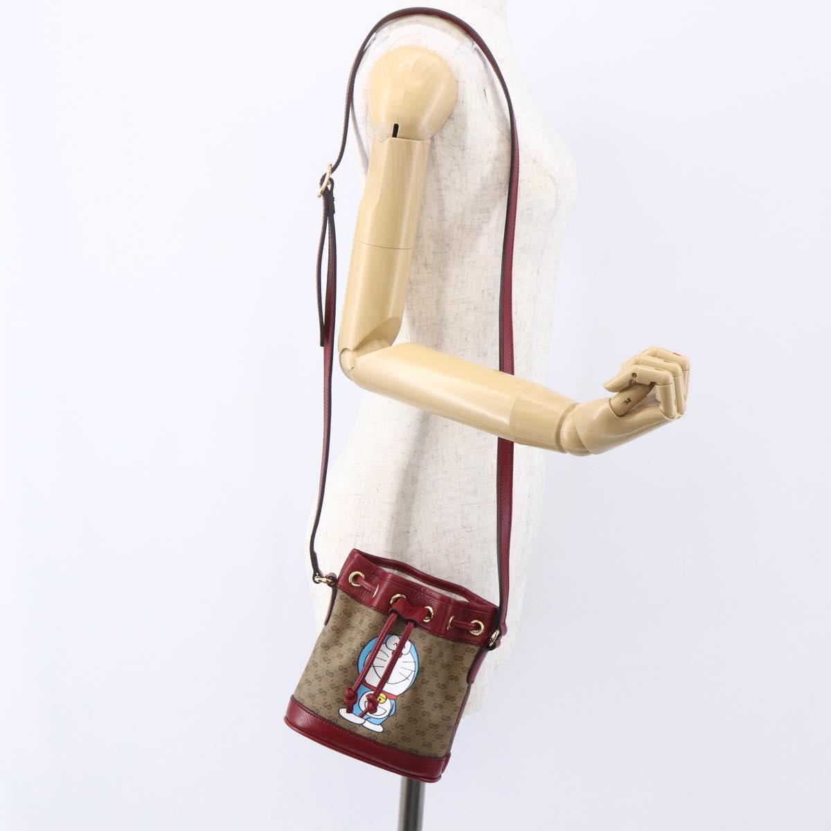 GUCCI Micro GG Supreme Doraemon Mini Bucket Bag PVC Beige 647801 Auth 154926SAM