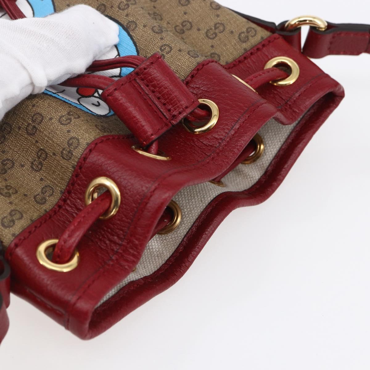 GUCCI Micro GG Supreme Doraemon Mini Bucket Bag PVC Beige 647801 Auth 154926SAM