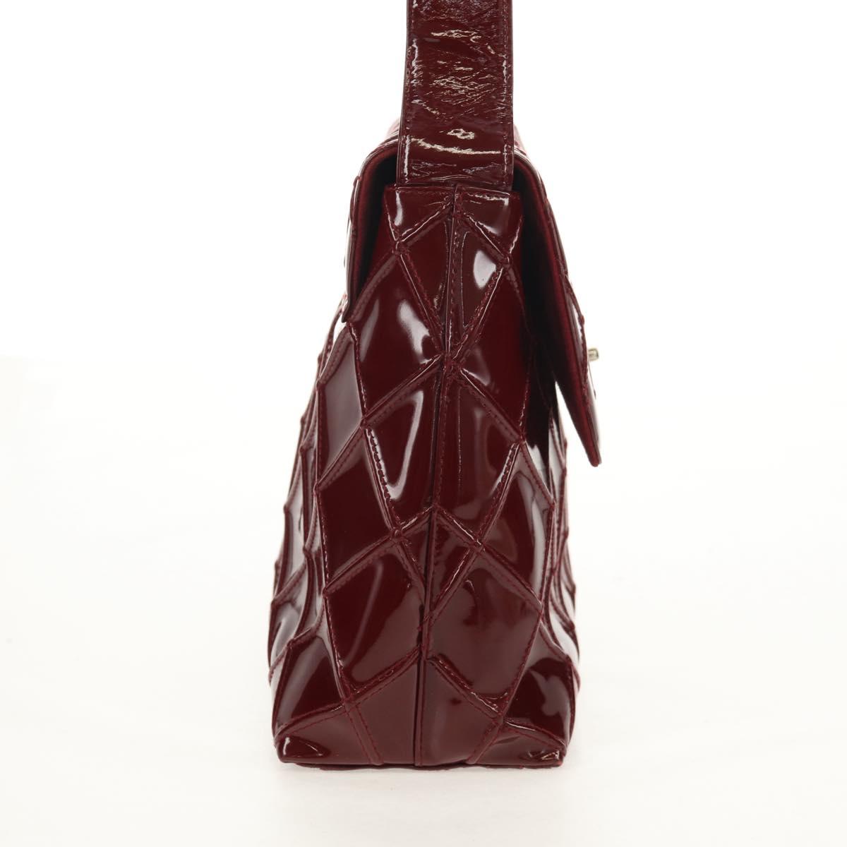 CHANEL Bicolore Shoulder Bag Patent leather Red CC Auth 154927V