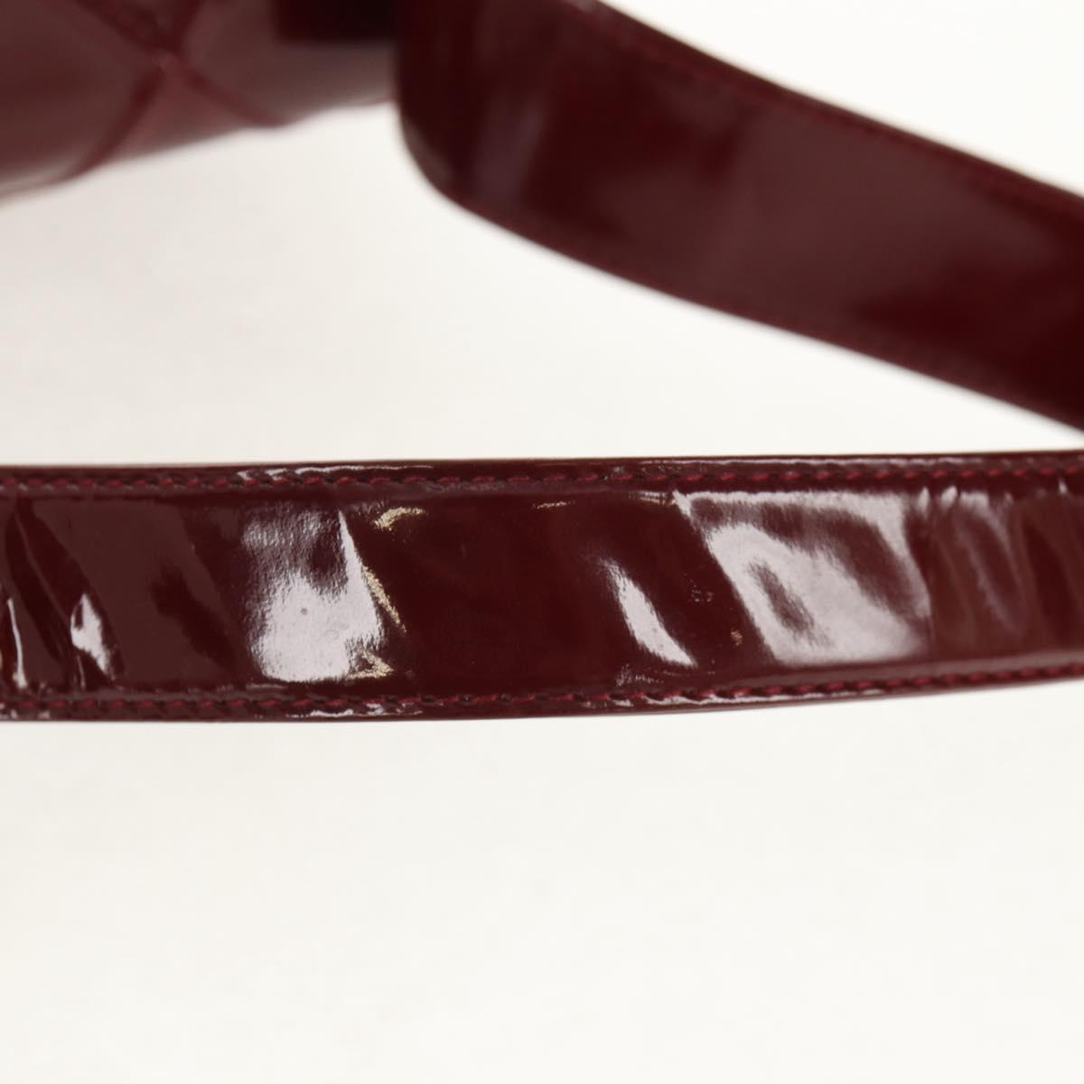 CHANEL Bicolore Shoulder Bag Patent leather Red CC Auth 154927V