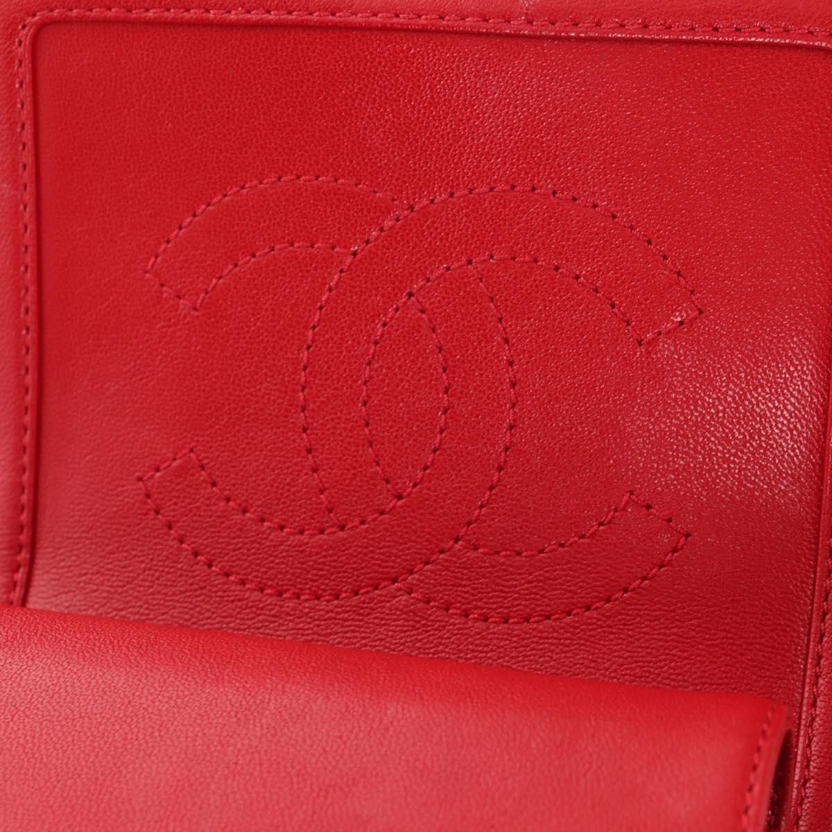 CHANEL Matelasse Mademoiselle Chain Bag Lamb Skin Red Gold CC Auth 154928V