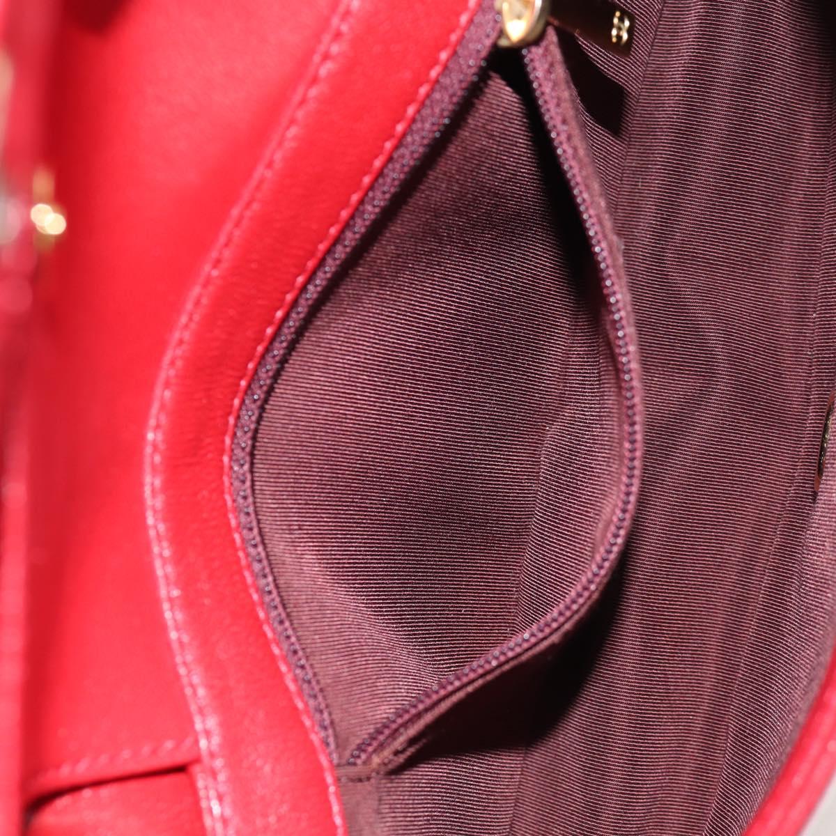 CHANEL Matelasse Mademoiselle Chain Bag Lamb Skin Red Gold CC Auth 154928V