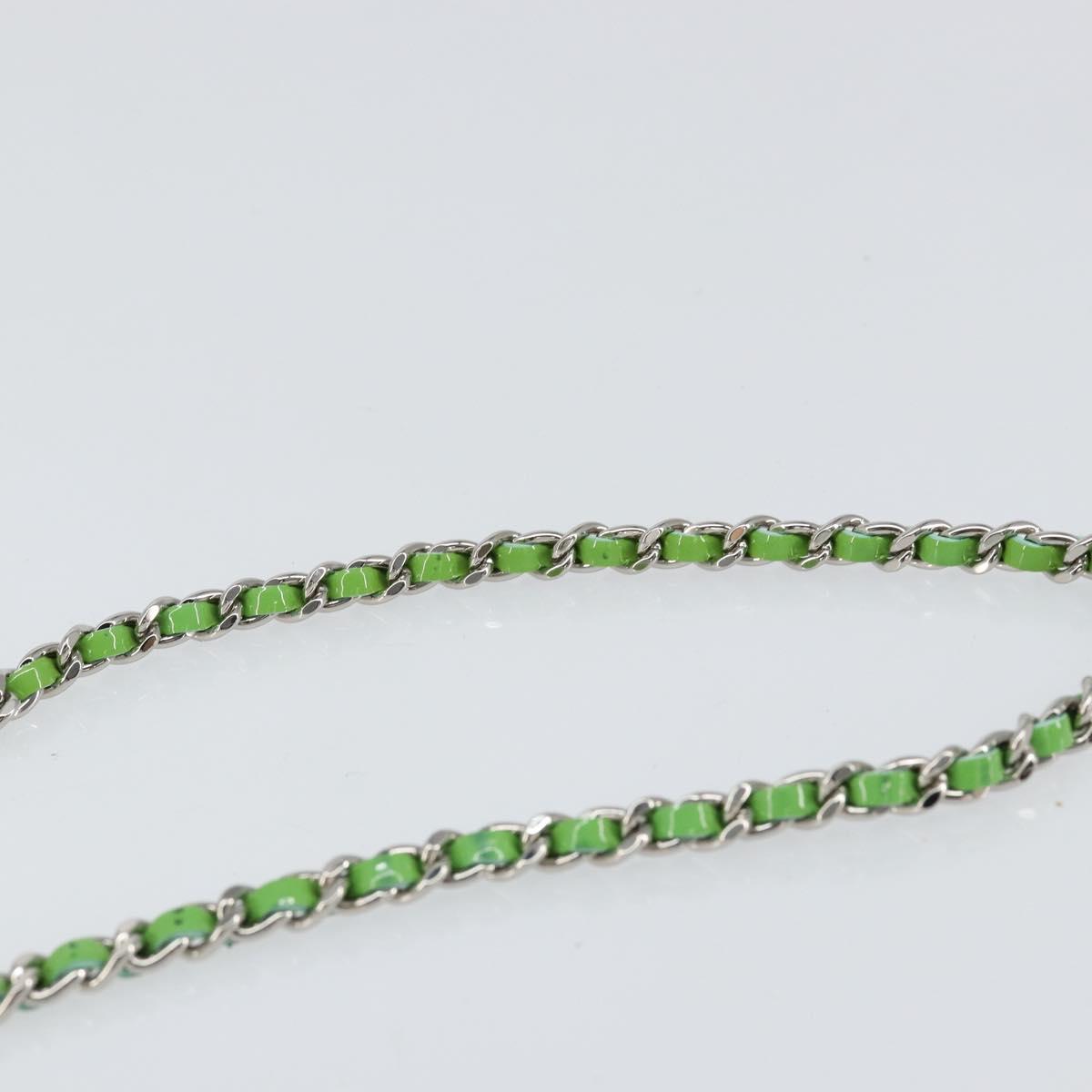 CHANEL Extra Mini Matelasse Chain Bag Patent leather Green Silver CC Auth 154929