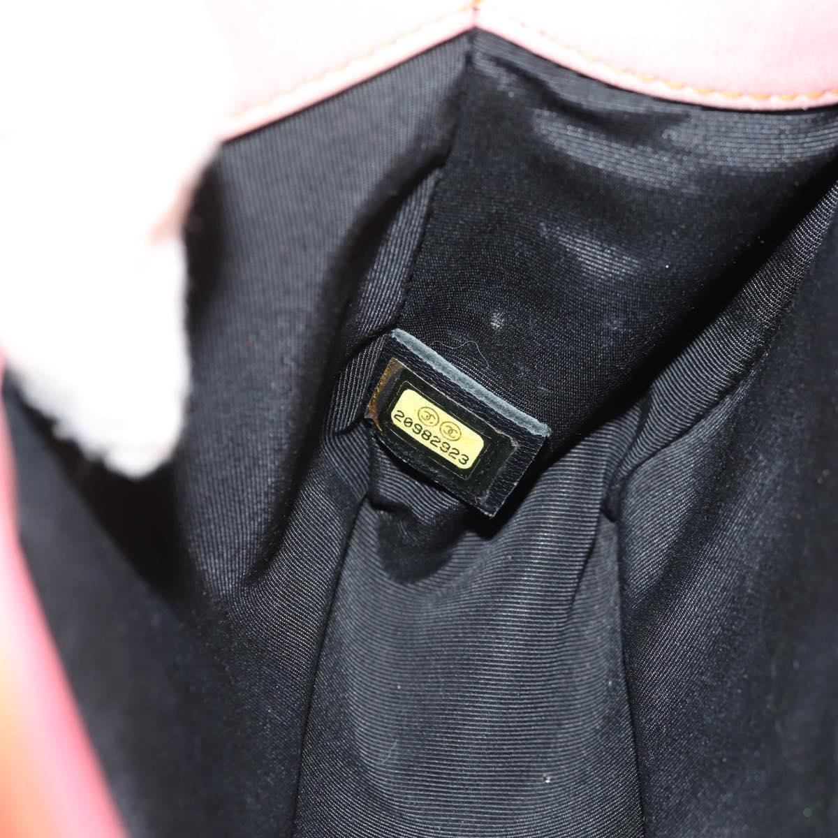 CHANEL Boy Chanel Medium Chain Bag Lamb Skin Orange Silver CC Auth 154930V