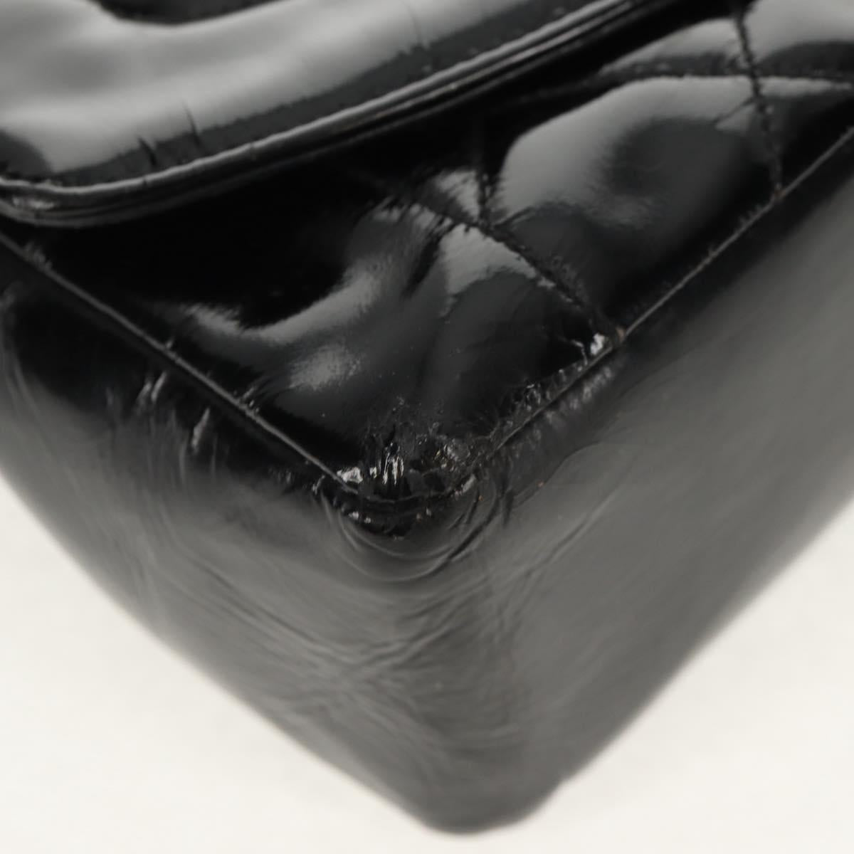 CHANEL Matelasse Chain Diana Bag Patent leather Black Gold CC Auth 154931V