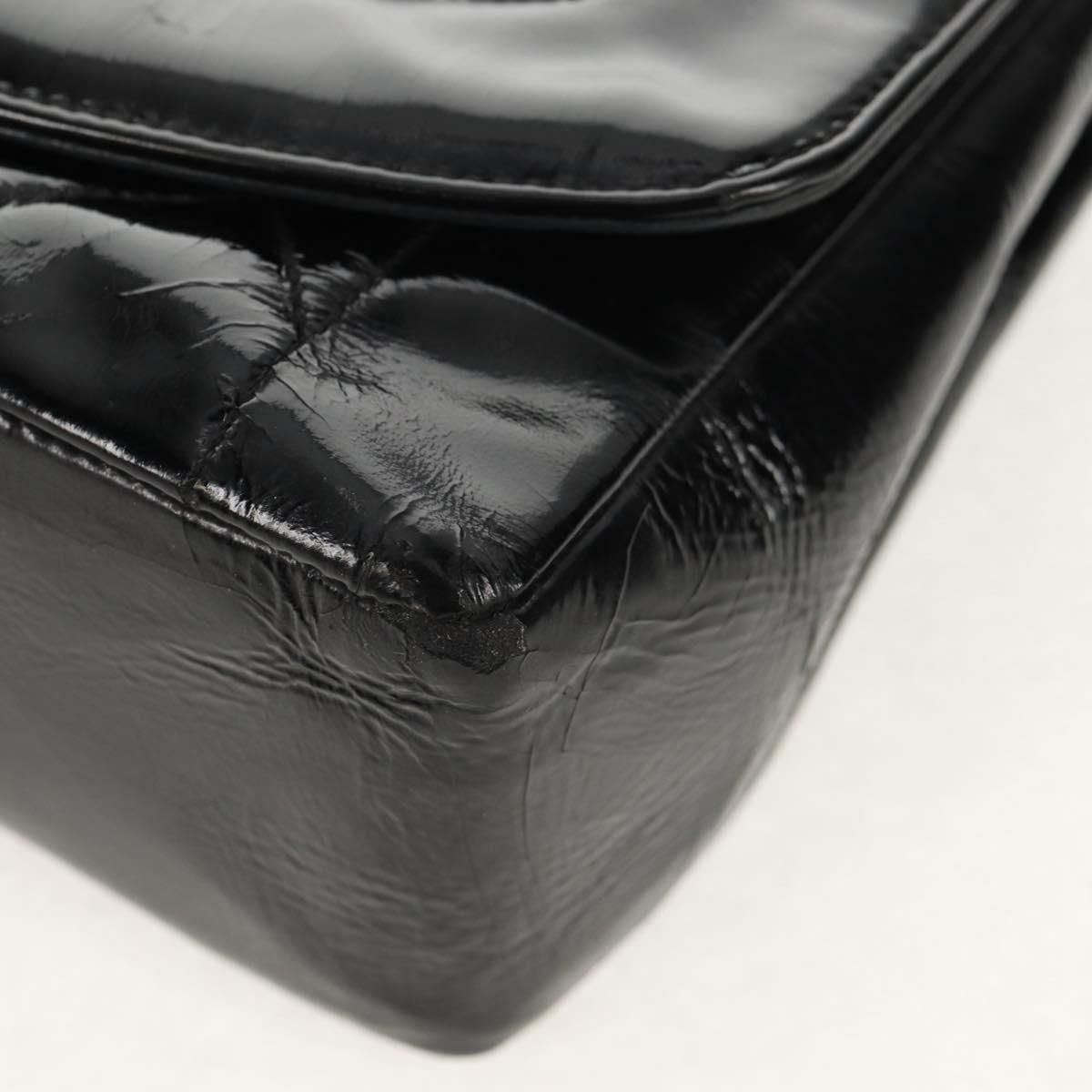 CHANEL Matelasse Chain Diana Bag Patent leather Black Gold CC Auth 154931V