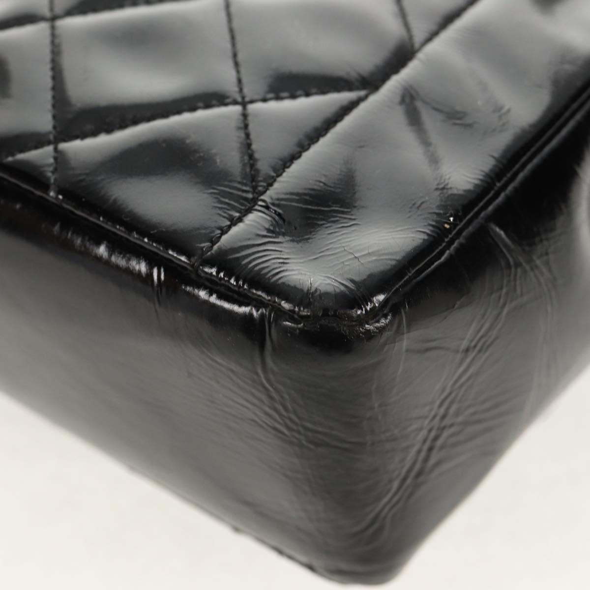 CHANEL Matelasse Chain Diana Bag Patent leather Black Gold CC Auth 154931V
