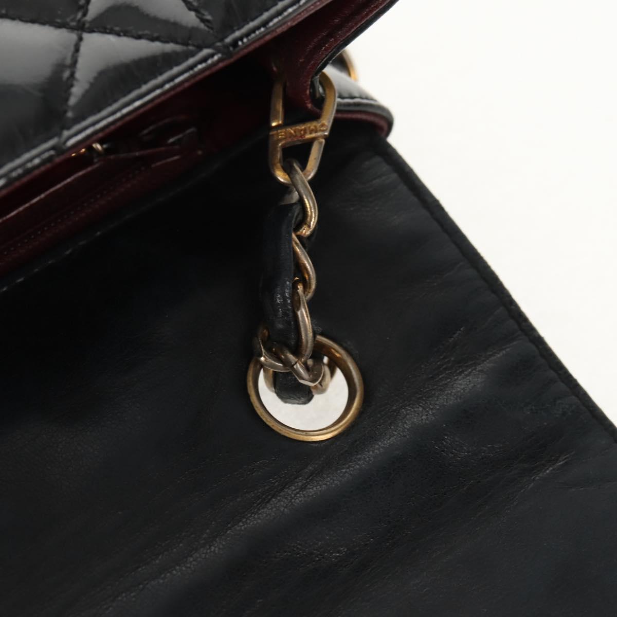 CHANEL Matelasse Chain Diana Bag Patent leather Black Gold CC Auth 154931V