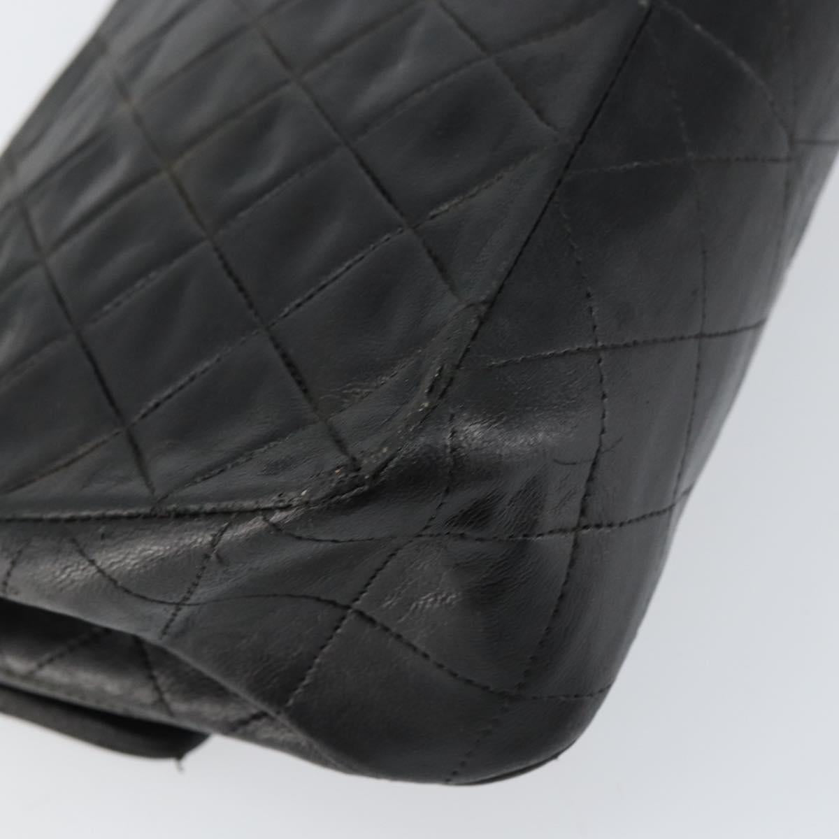 CHANEL Mini Matelasse Chain Shoulder Bag Leather Black Gold CC Auth 154933