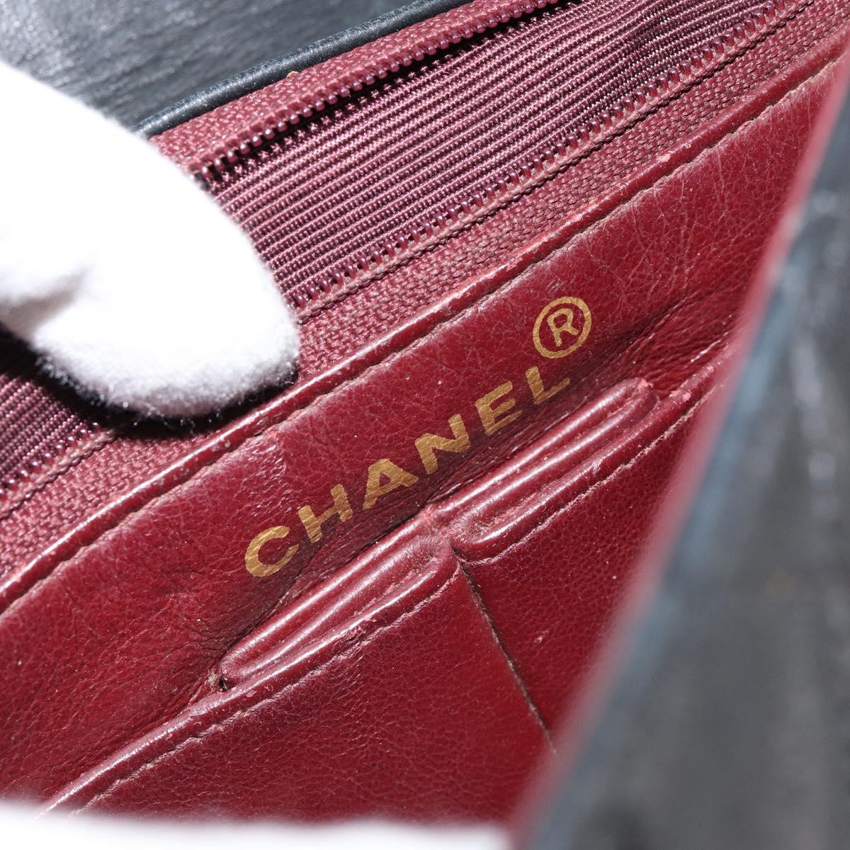 CHANEL Mini Matelasse Chain Shoulder Bag Leather Black Gold CC Auth 154933