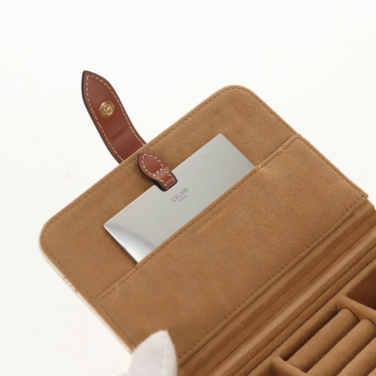 CELINE Triomphe Canvas Large Jewelry Case PVC White 4M0382DIU Auth 154934SM