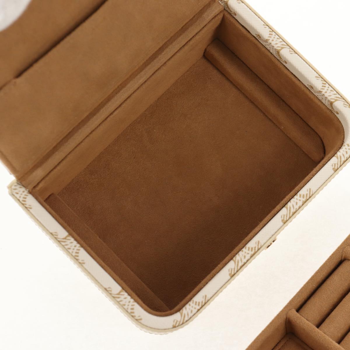 CELINE Triomphe Canvas Large Jewelry Case PVC White 4M0382DIU Auth 154934SM