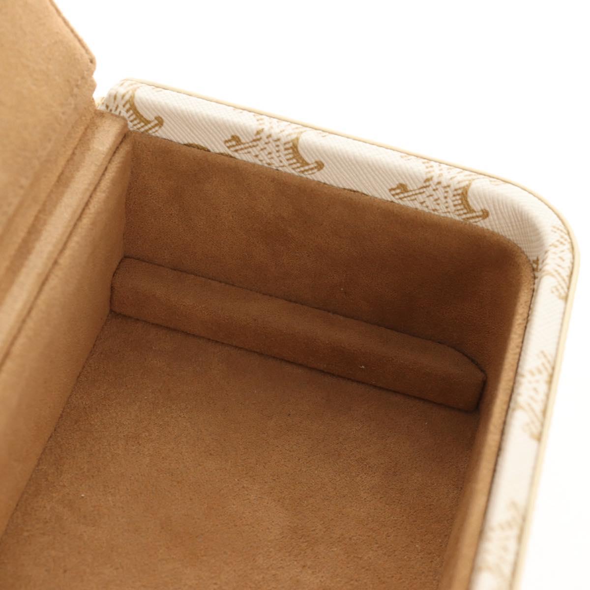 CELINE Triomphe Canvas Large Jewelry Case PVC White 4M0382DIU Auth 154934SM