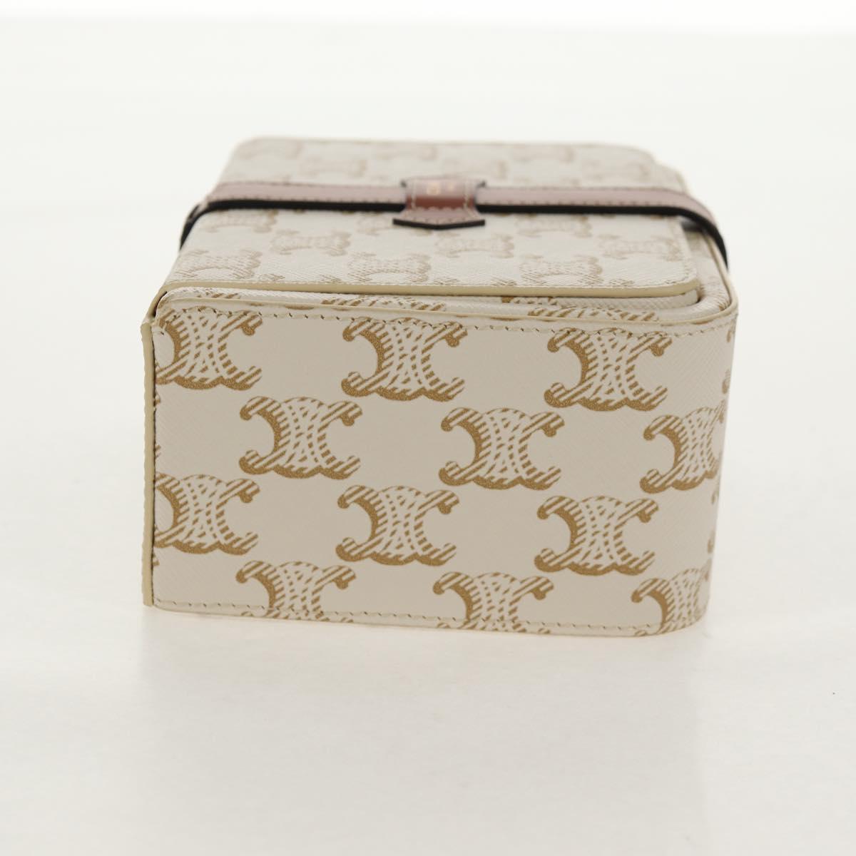 CELINE Triomphe Canvas Large Jewelry Case PVC White 4M0382DIU Auth 154934SM