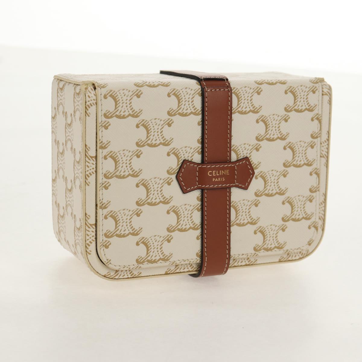 CELINE Triomphe Canvas Large Jewelry Case PVC White 4M0382DIU Auth 154934SM