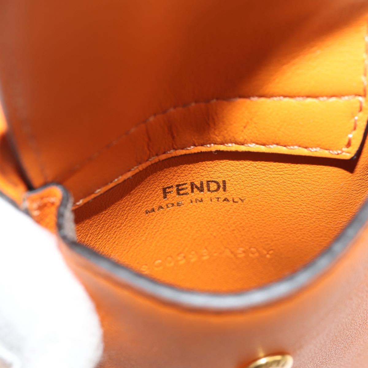FENDI Multi Accessory Belt Belt Leather Orange Gold Auth 154935M