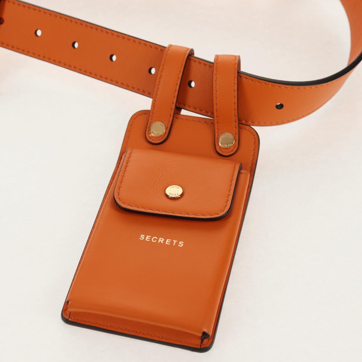 FENDI Multi Accessory Belt Belt Leather Orange Gold Auth 154935M