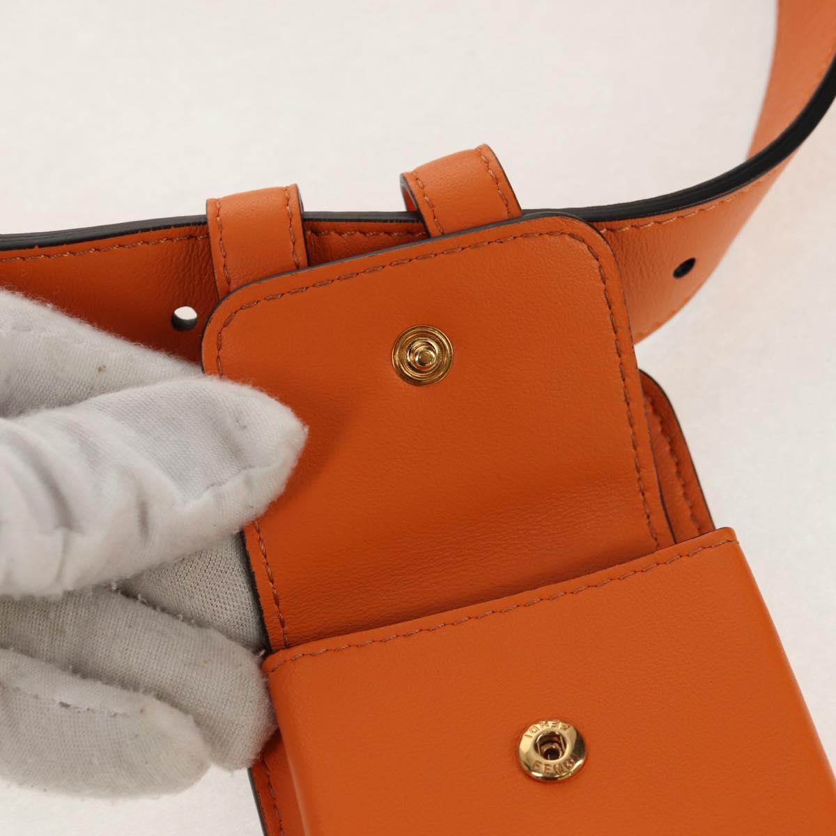 FENDI Multi Accessory Belt Belt Leather Orange Gold Auth 154935M