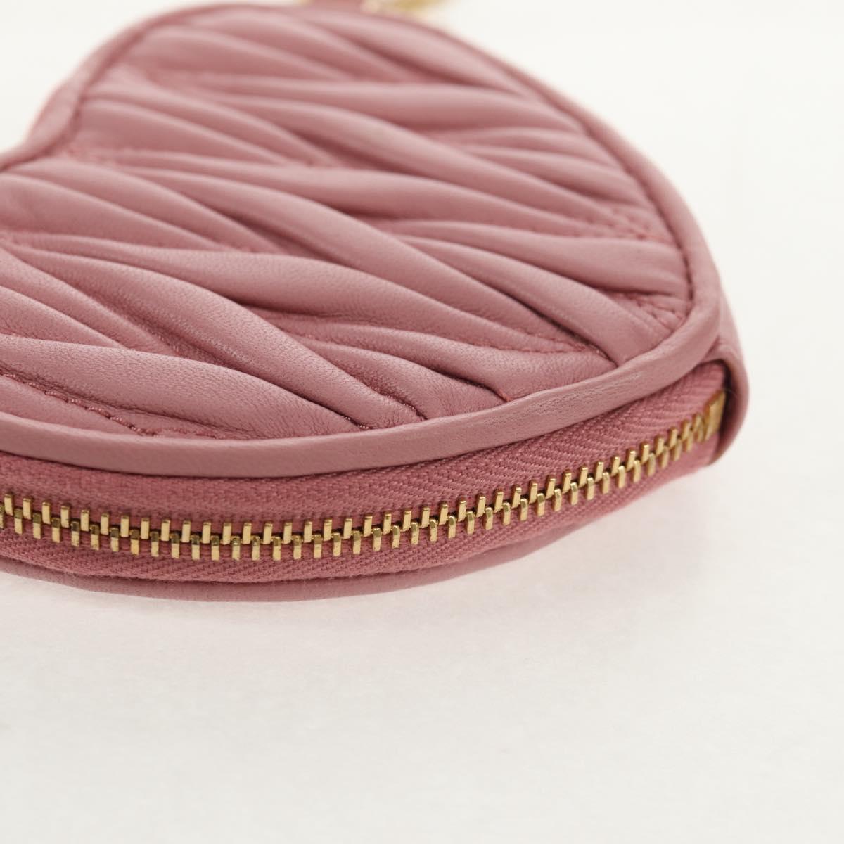 Miu Miu Matelasse Coin Purse Leather Pink Gold Auth 154936M