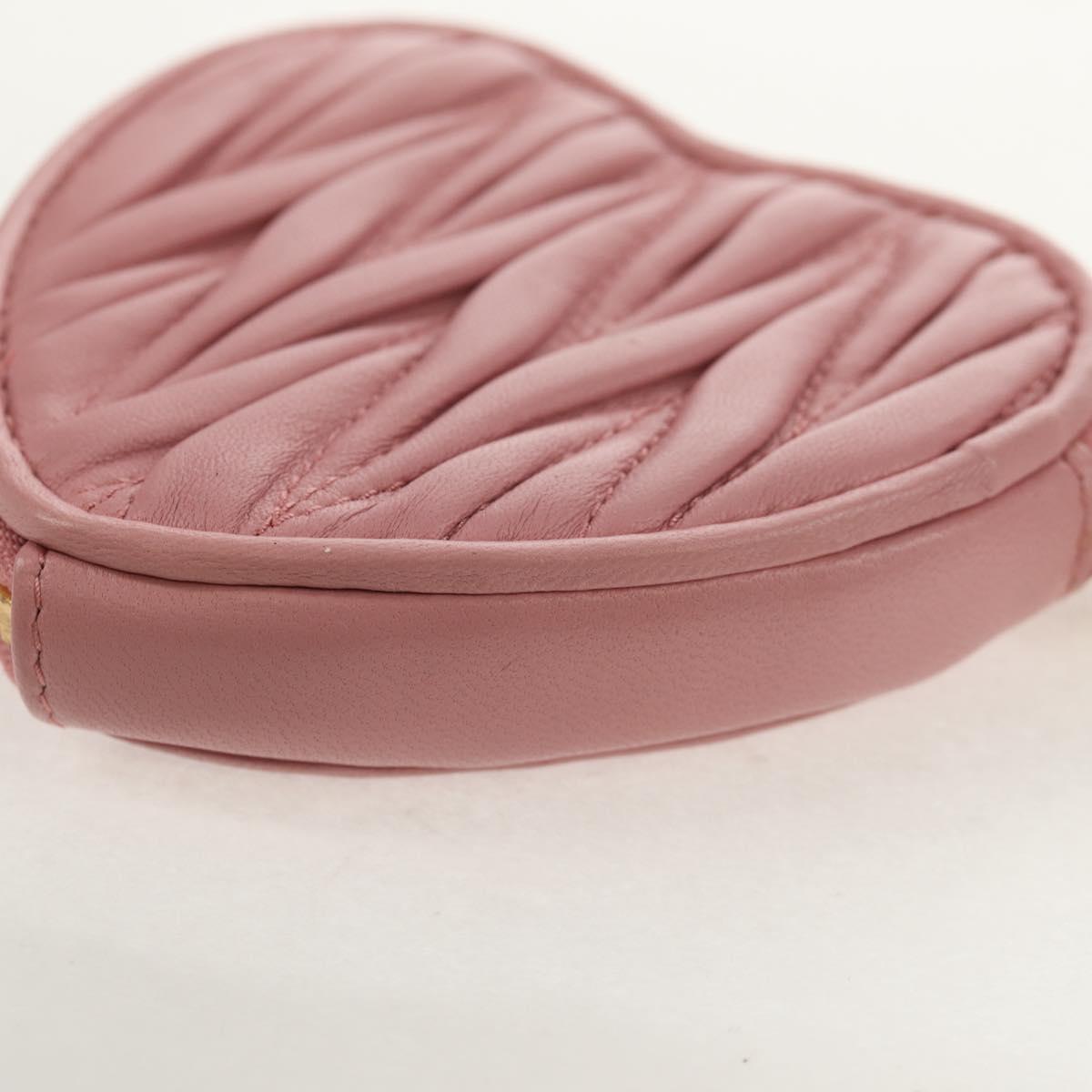 Miu Miu Matelasse Coin Purse Leather Pink Gold Auth 154936M