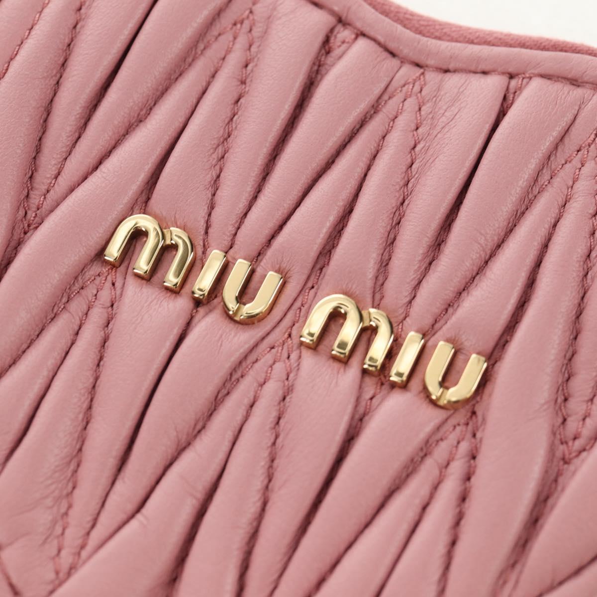 Miu Miu Matelasse Coin Purse Leather Pink Gold Auth 154936M