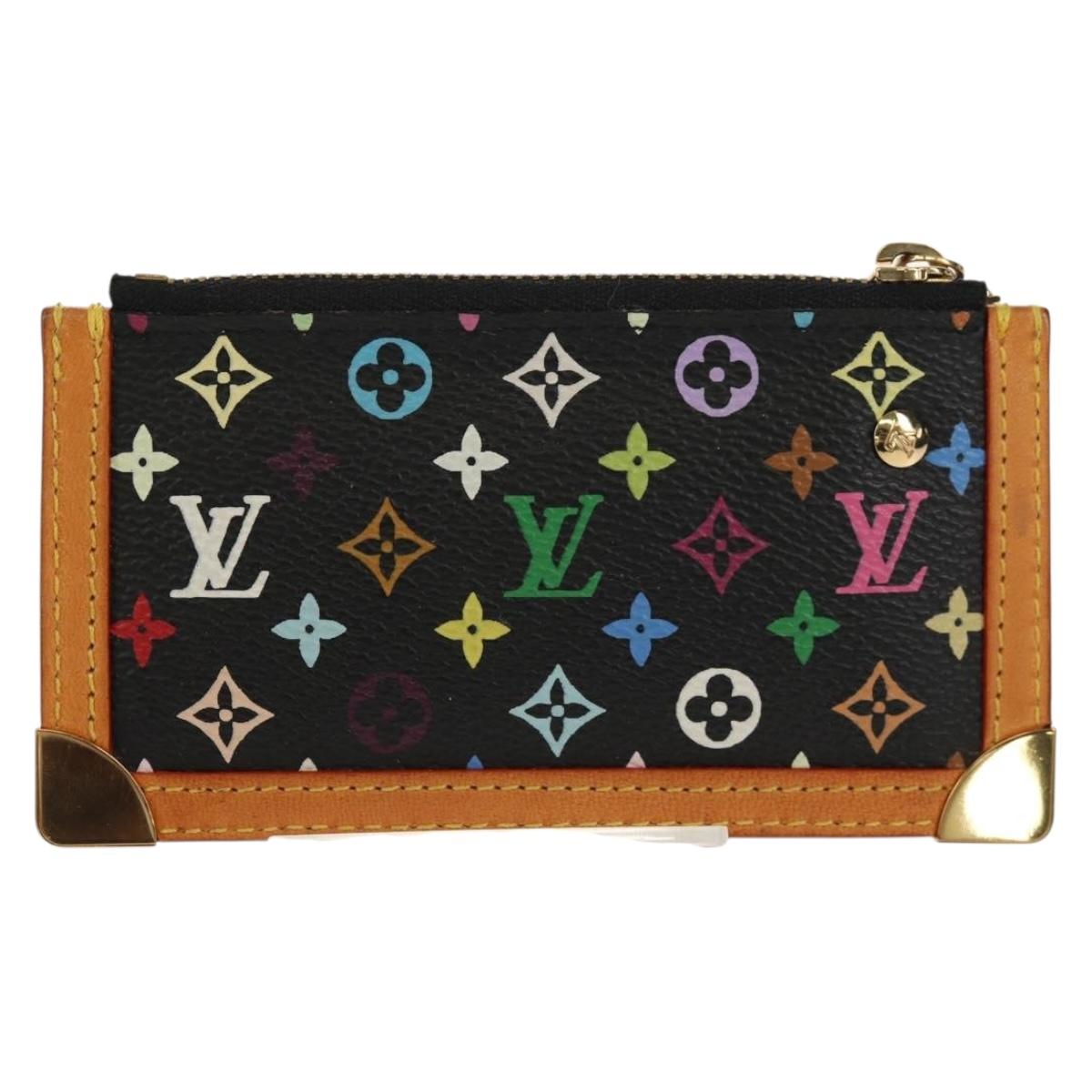 LOUIS VUITTON Multicolor Pochette Cles Coin Purse Black M13664 LV Auth 154947V