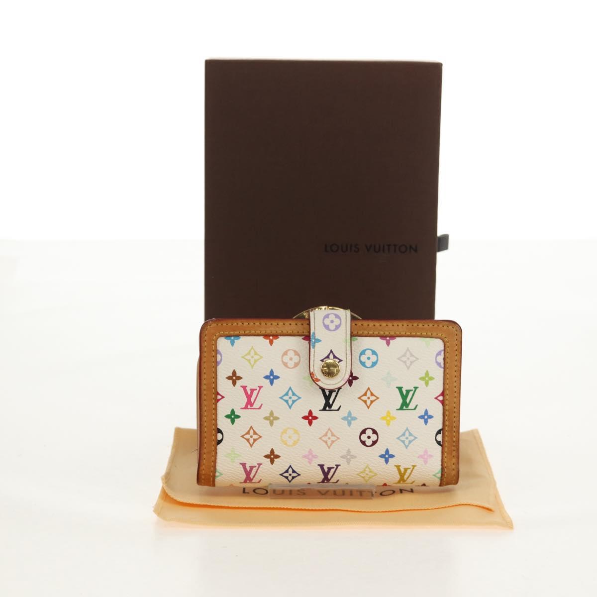 LOUIS VUITTON Multicolor Porte Monnaie Viennois Wallet White M92987 Auth 154956V
