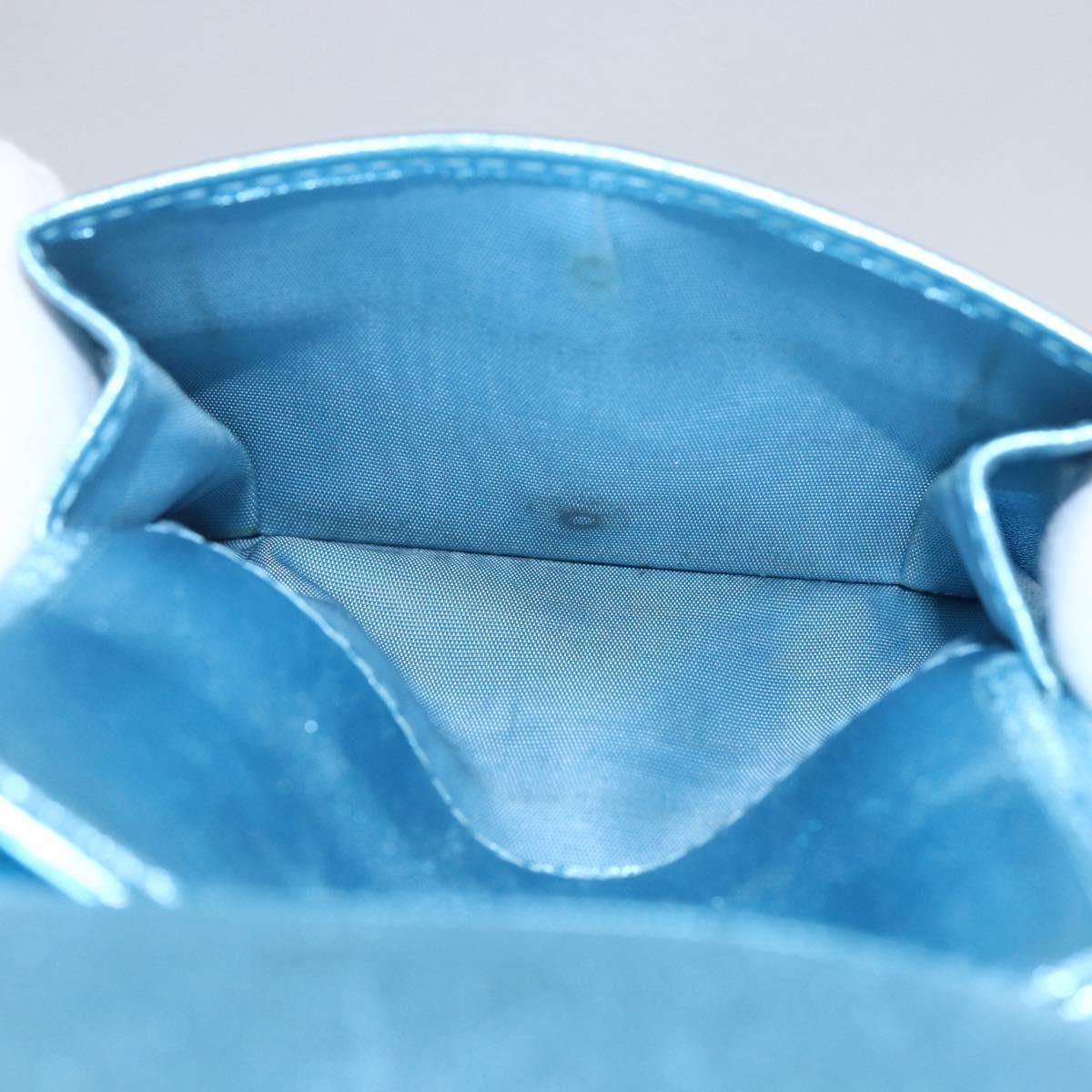 Miu Miu Matelasse Wallet Leather Blue Silver Auth 154966